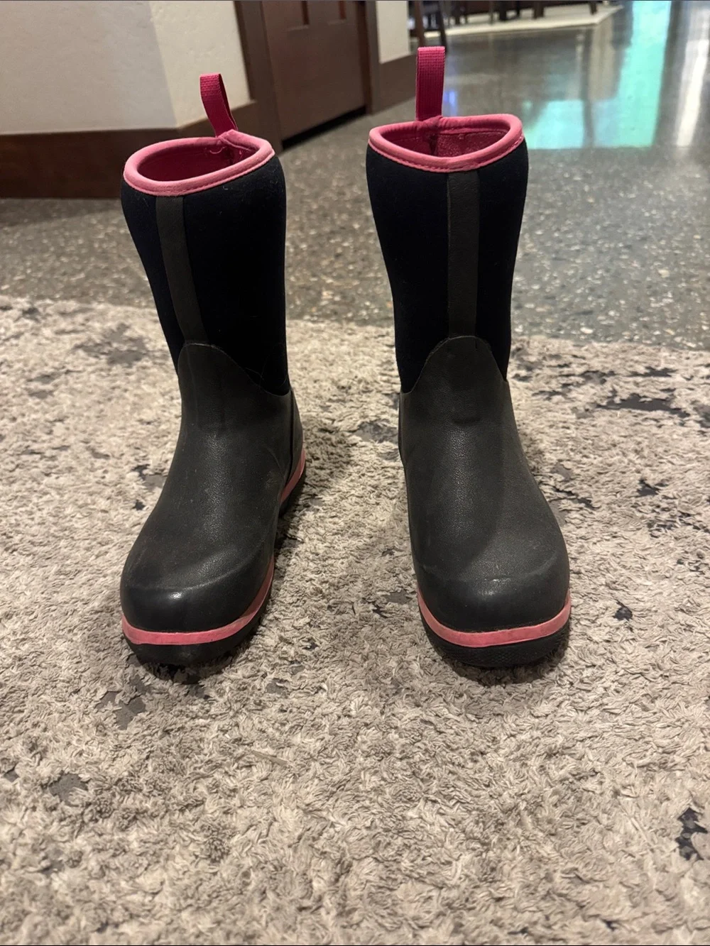 MUCK Kids Black Rain & Snow Boots with Pink Trim